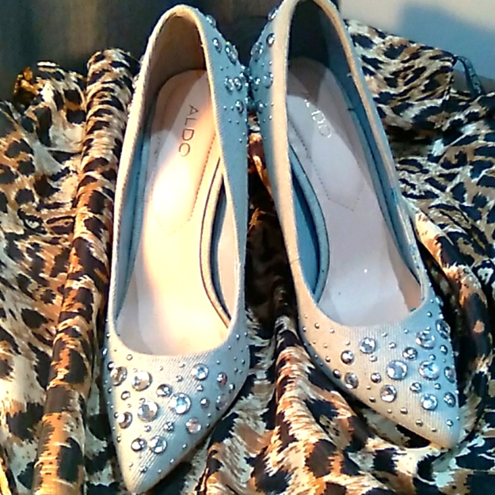 Aldo Blinged out denim heels
